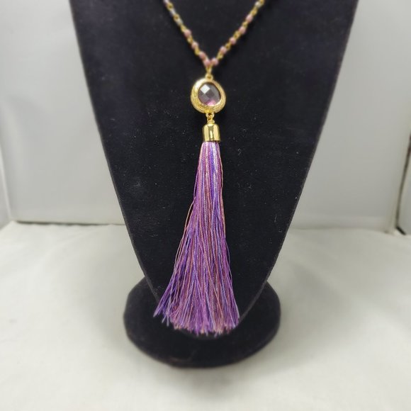 Macy's amethyst mala beads with purple stone and tassel yoga necklace - Picture 3 of 10
